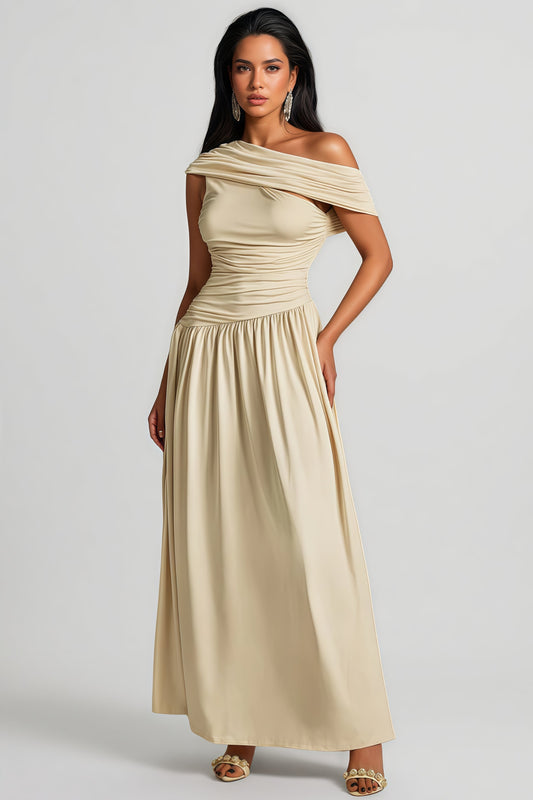 Wexelle One Shoulder Ruched Maxi Dress