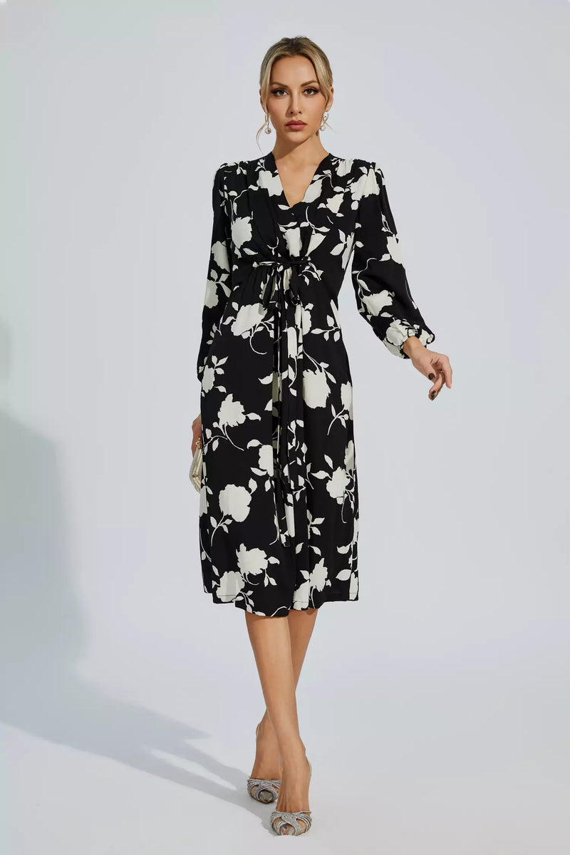 Galilea Black Girded Midi Dress