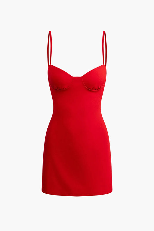 Gemma Red Bustier Slip Mini Dress