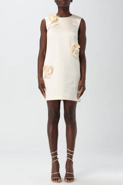 Giorlia Appliqué Satin Mini Dress