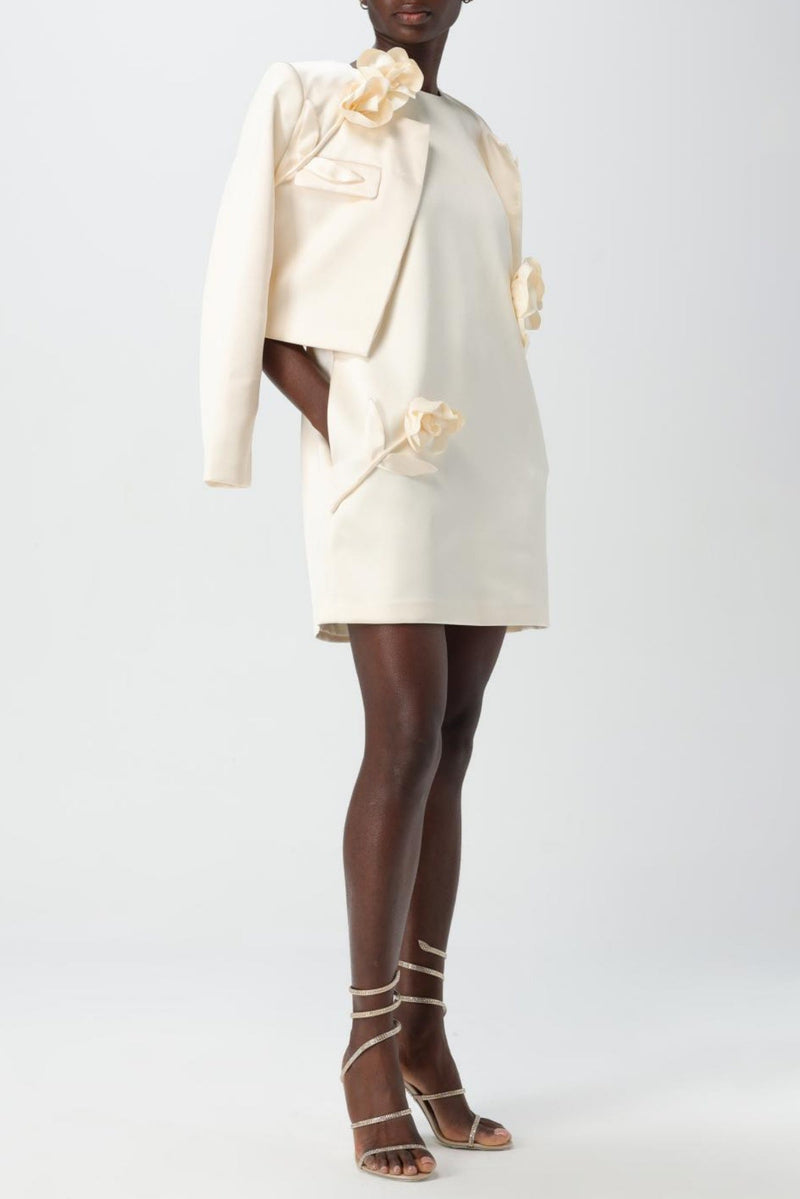 Giorlia Appliqué Satin Mini Dress