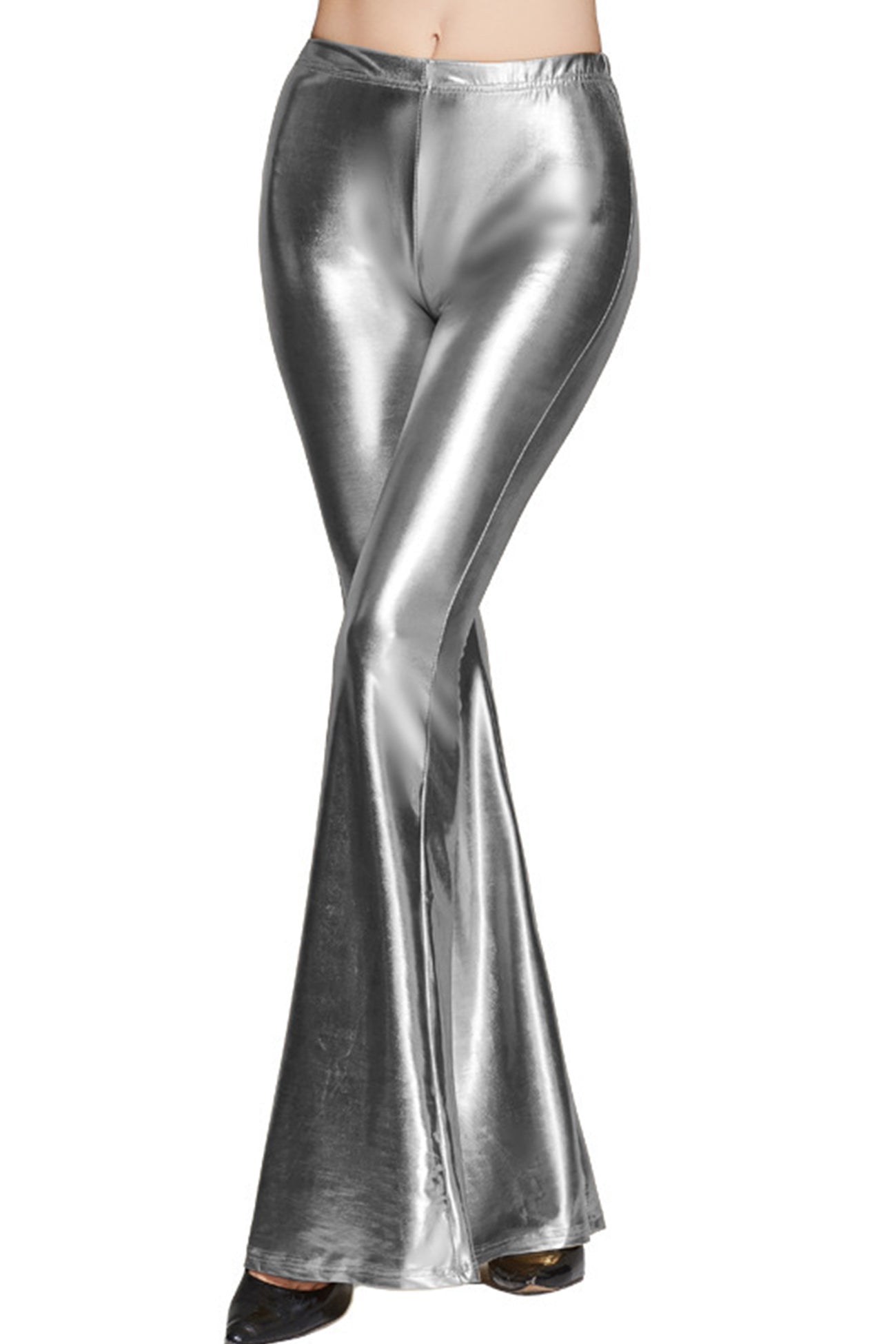 Glossy Pu Leather Flares Long Pants