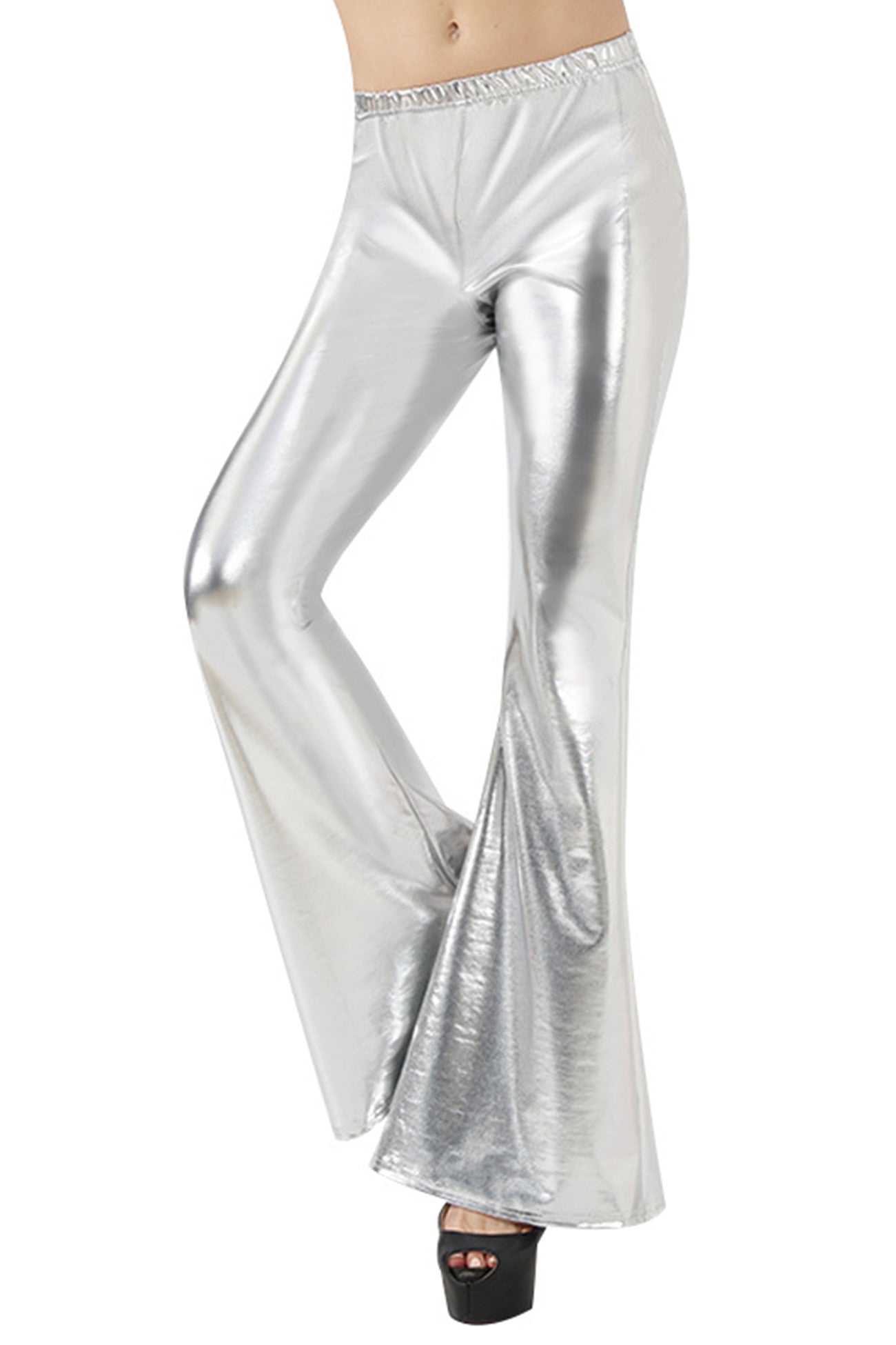 Glossy Pu Leather Flares Long Pants