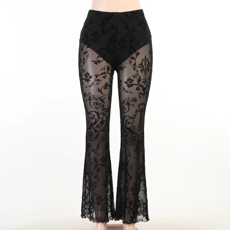 Harajuku Punk Grunge High Waist Cosplay Summer See Through Pants