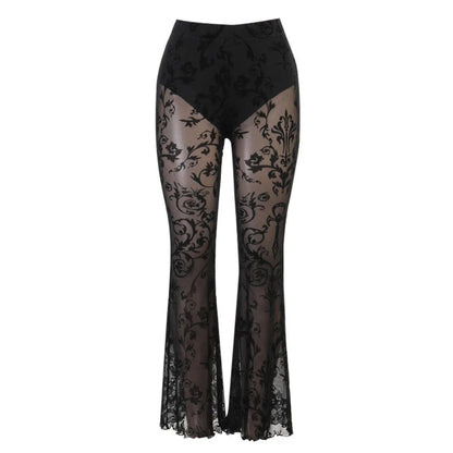 Harajuku Punk Grunge High Waist Cosplay Summer See Through Pants