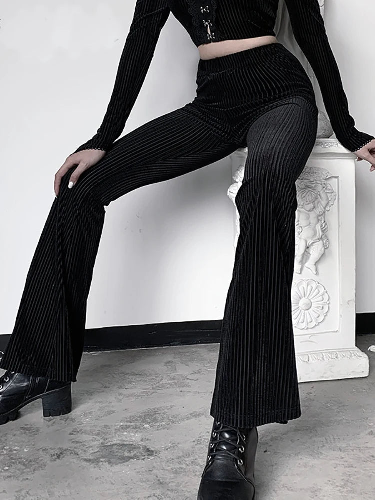 Goth Dark Flare Pants Aesthetic Emo Grunge Pants