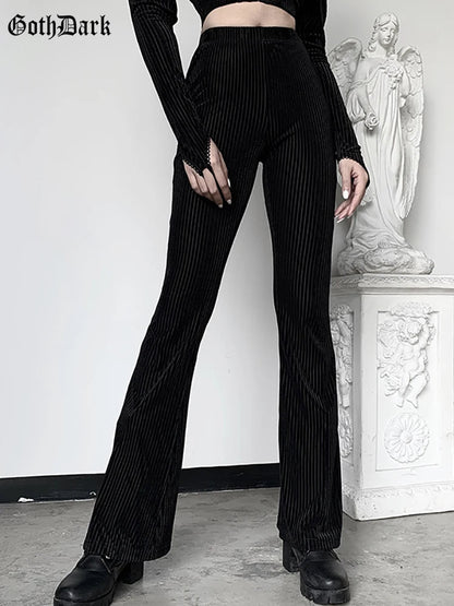 Goth Dark Flare Pants Aesthetic Emo Grunge Pants