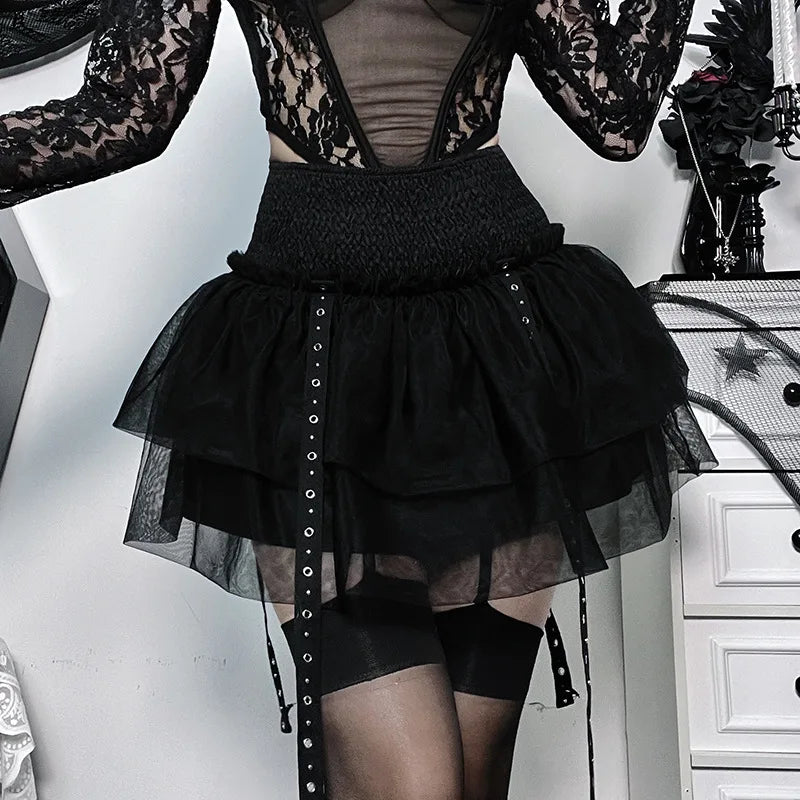 Gothic Steampuffy Tutu Retro Classic High Waist Tulle Multi Layered Skirt