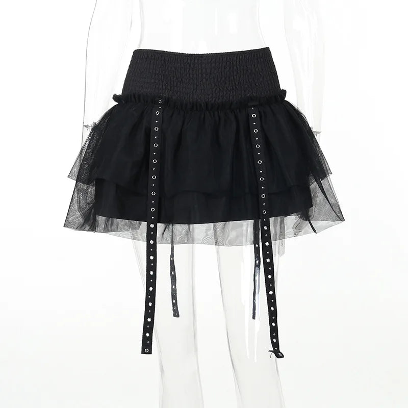Gothic Steampuffy Tutu Retro Classic High Waist Tulle Multi Layered for Cosplay Party Dress Skirt