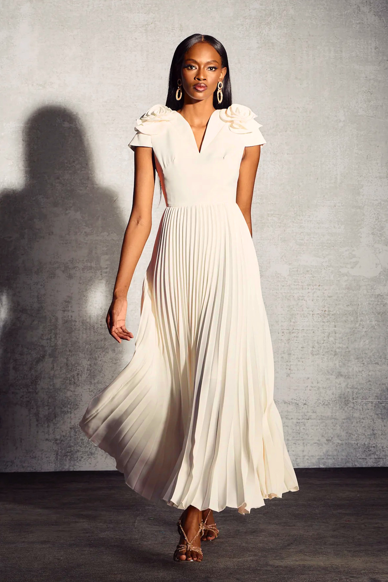Grace V-neck Pleated Maxi Dress