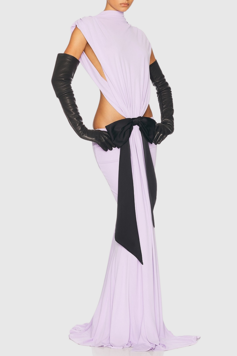 Graillot Bow Cutout Backless Maxi Dress - Purple