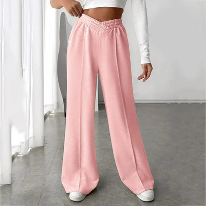 V-shaper Elastic Wide Leg Stylish Gray Jogging Leisure Sweatpants