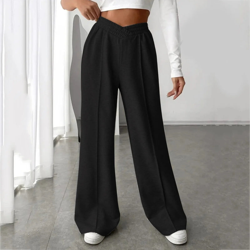 V-shaper Elastic Wide Leg Stylish Gray Jogging Leisure Sweatpants
