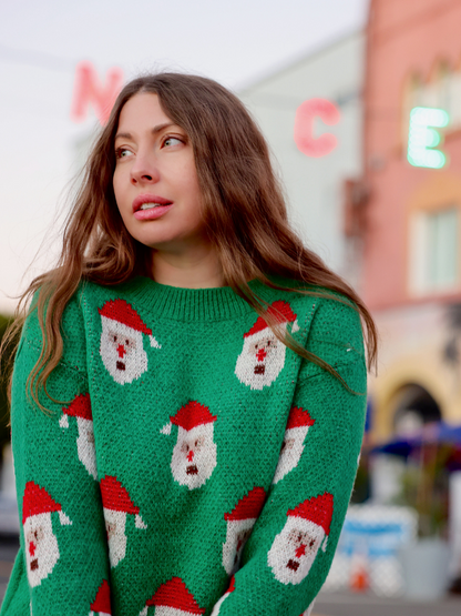 Doll | Green Santa Christmas Sweater