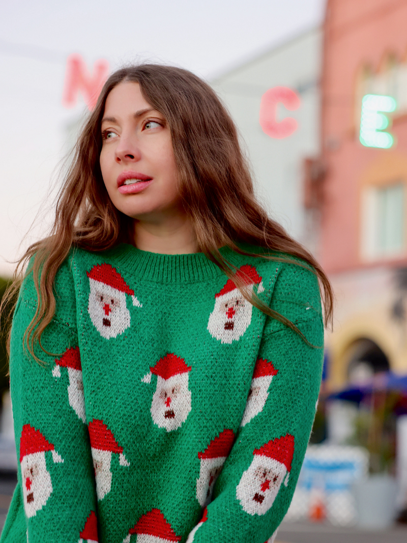 Doll | Green Santa Christmas Sweater