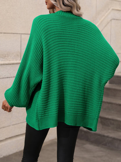 Button Up Oversized Knit Cardigan - Green