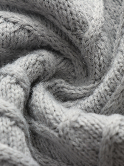 | Grey Shoulder Cut-out Knit Sweater