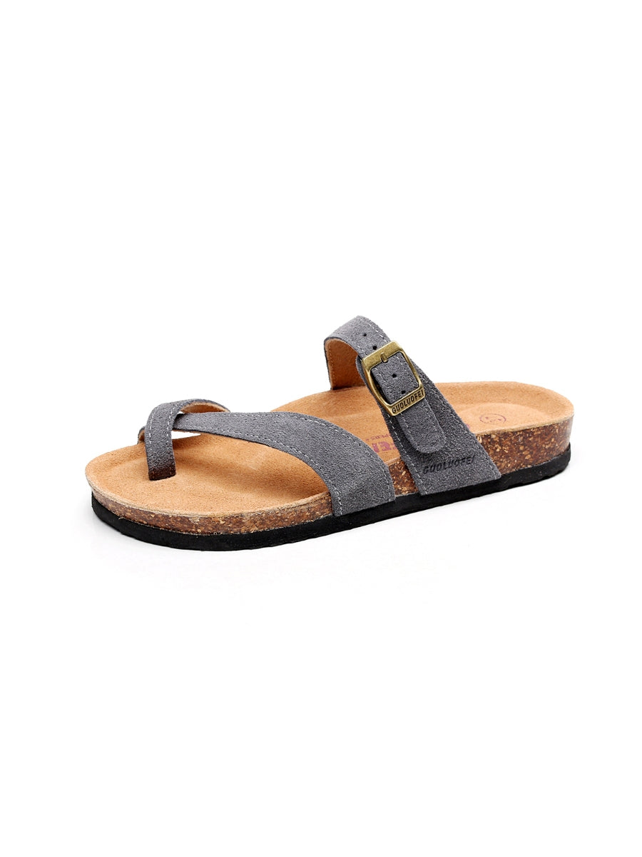 Maibulun | Grey Buckle-accent Suede Upper Sandal