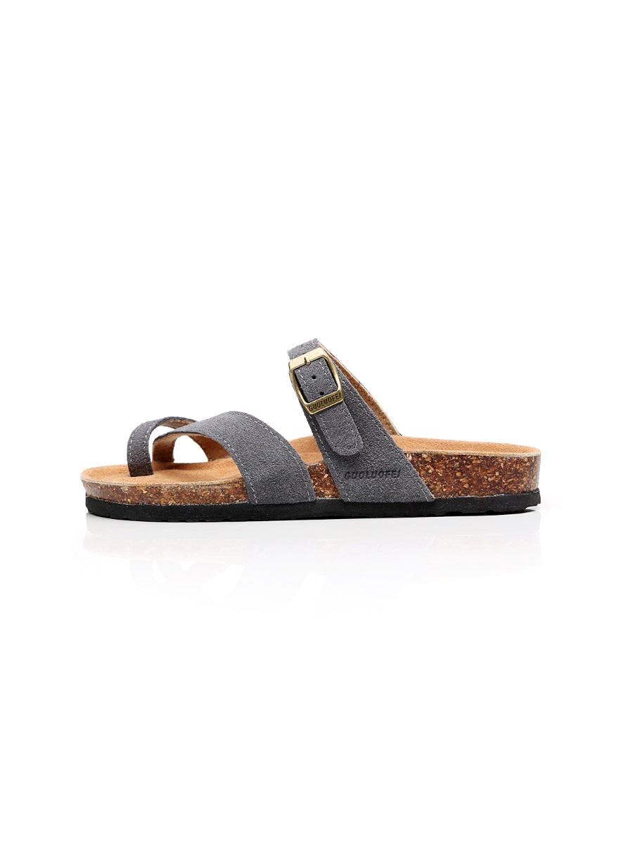 Maibulun | Grey Buckle-accent Suede Upper Sandal