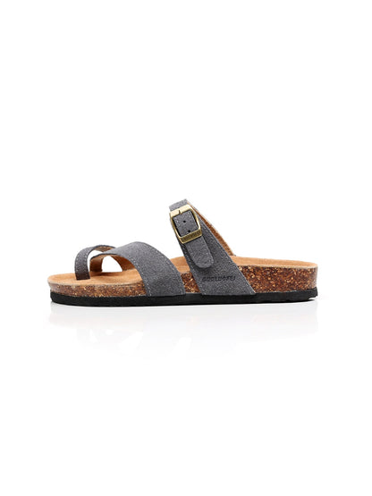 Maibulun | Grey Buckle-accent Suede Upper Sandal