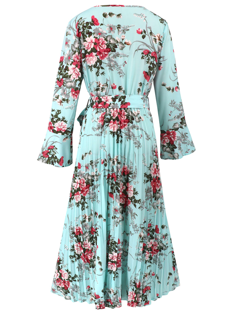 Garden Romance Plisse Maxi Dress - Blue