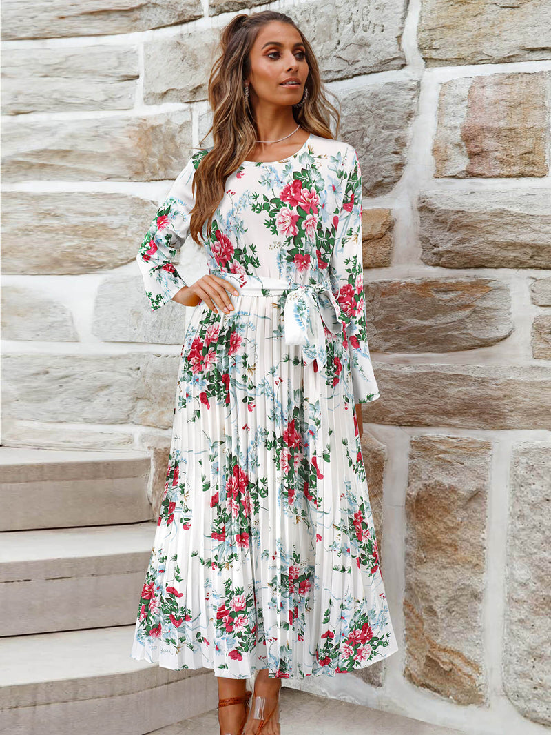 Garden Romance Plisse Maxi Dress - White