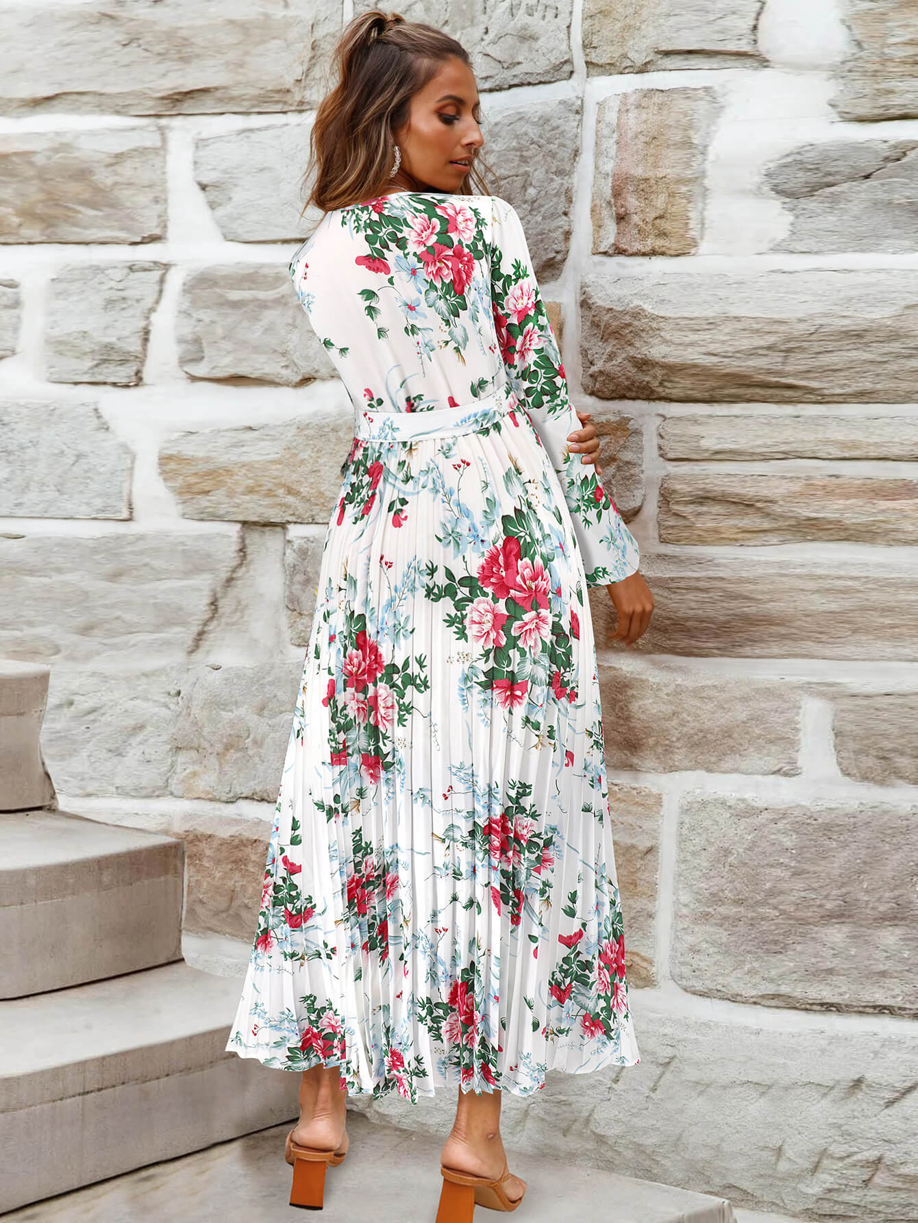 Garden Romance Plisse Maxi Dress - White