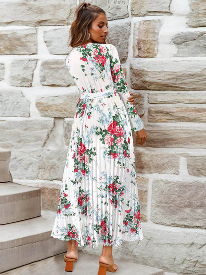Garden Romance Plisse Maxi Dress - White