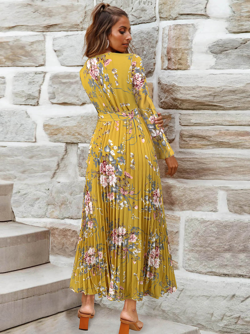 Garden Romance Plisse Maxi Dress - Yellow