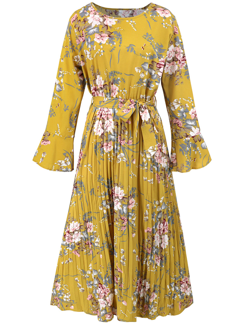 Garden Romance Plisse Maxi Dress - Yellow