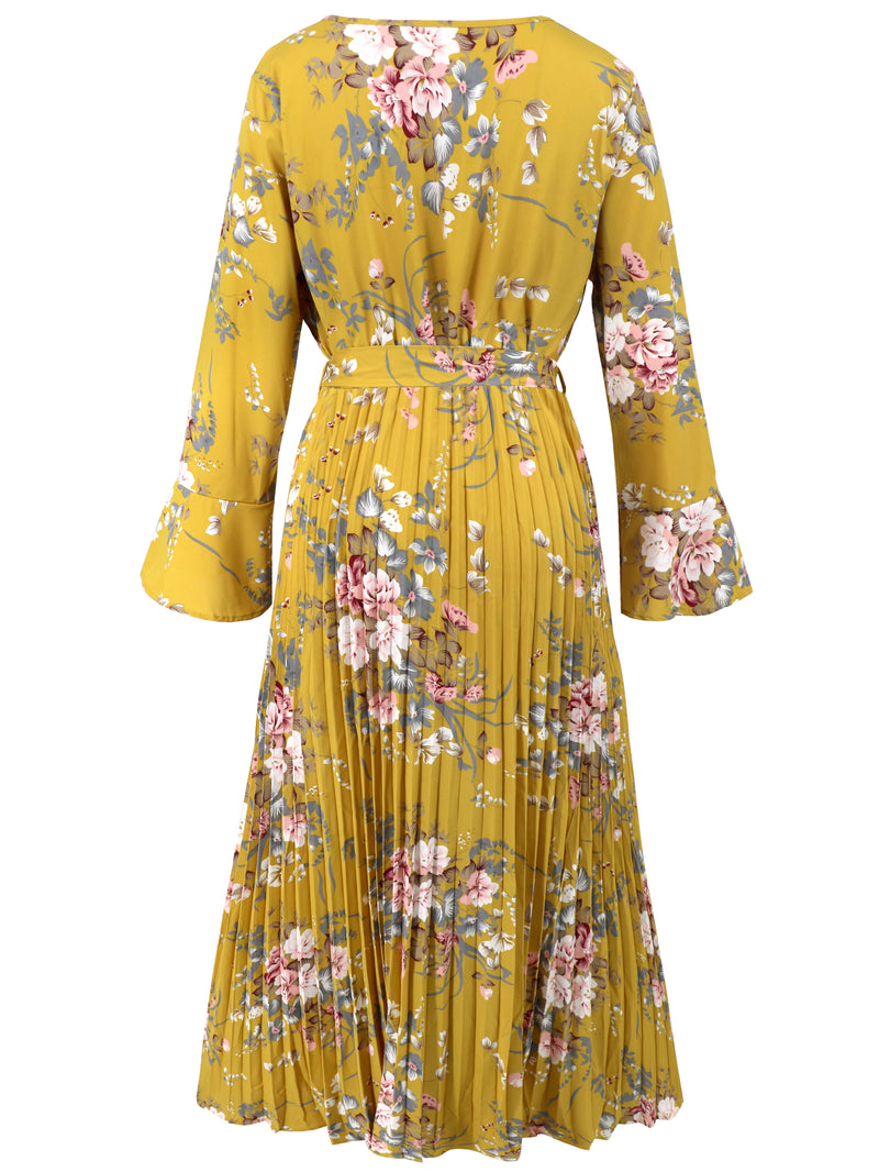 Garden Romance Plisse Maxi Dress - Yellow