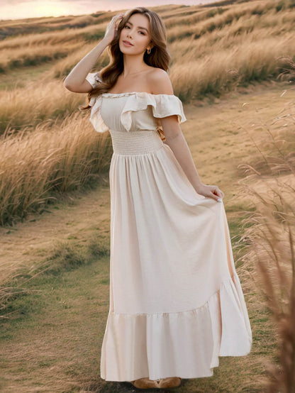 Meralda Ruffle Shoulder Maxi Dress