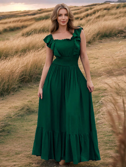 Meralda Ruffle Shoulder Maxi Dress