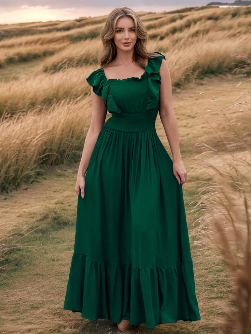 Meralda Ruffle Shoulder Maxi Dress