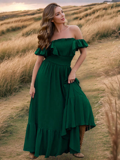 Meralda Ruffle Shoulder Maxi Dress