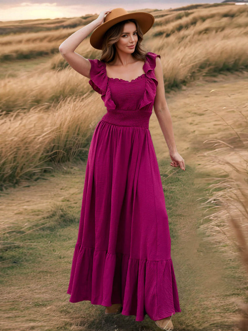Meralda Ruffle Shoulder Maxi Dress