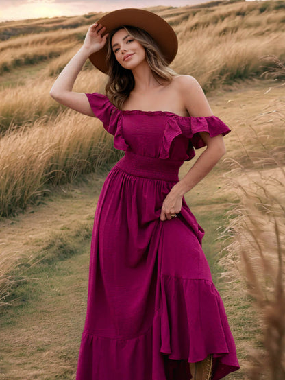 Meralda Ruffle Shoulder Maxi Dress