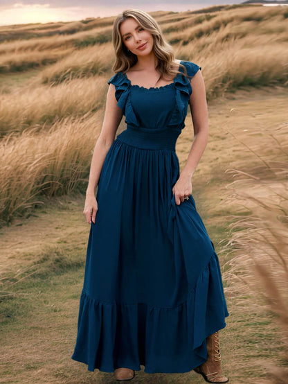 Meralda Ruffle Shoulder Maxi Dress
