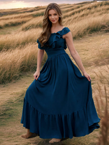 Meralda Ruffle Shoulder Maxi Dress