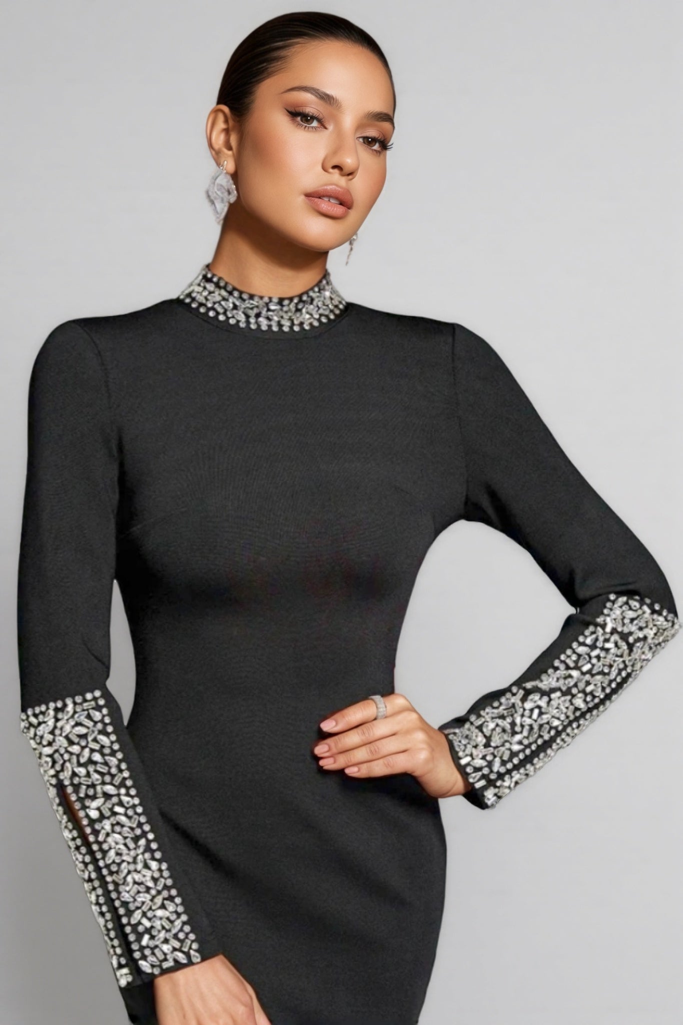 Yetta Crystal Detail Bandage Maxi Dress