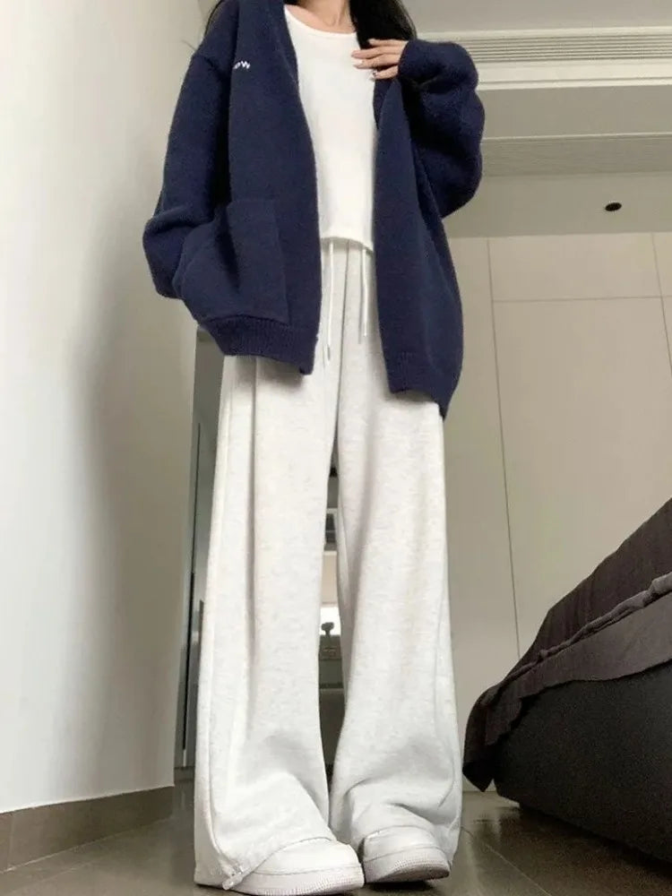 Gray Oversize Y2k Sweatpants Korean Harajuku Wide Leg Pant