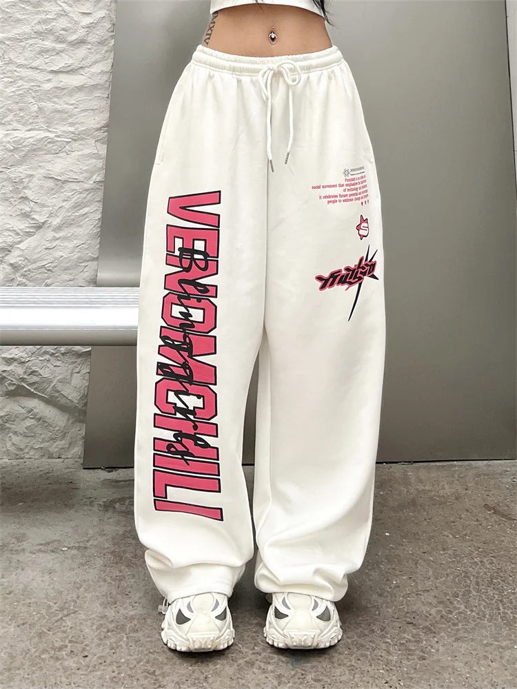 Cyber Y2k White Jogging Sweatpants Harajuku Sports Oversized Pant