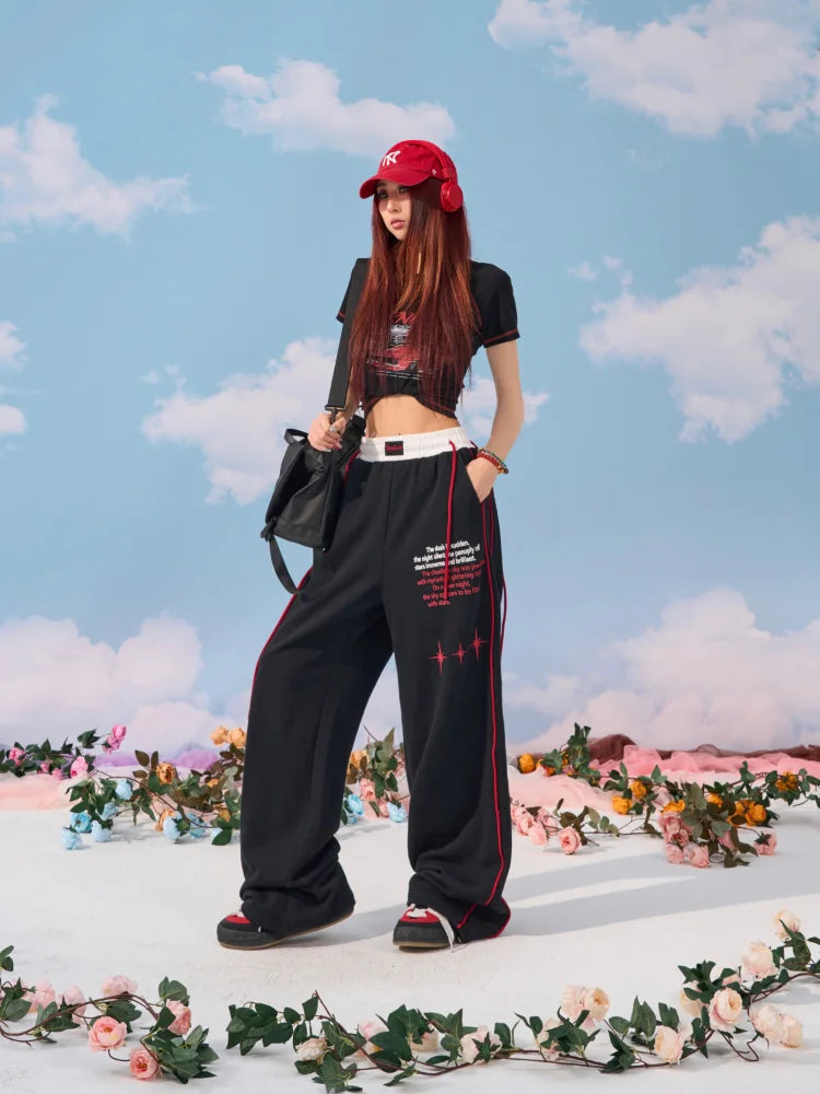 Letter Baggy Sweatpants Y2k Goth Jogging Pant