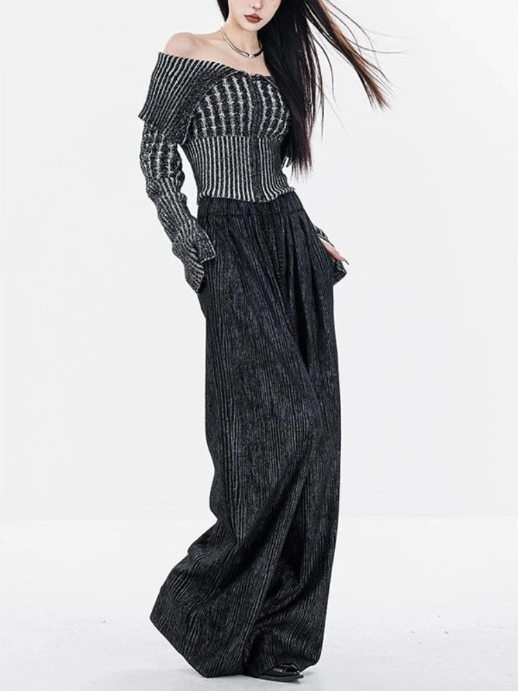 Gray Baggy Y2k Harajuku Oversize Baggy Striped Korean Style Pant