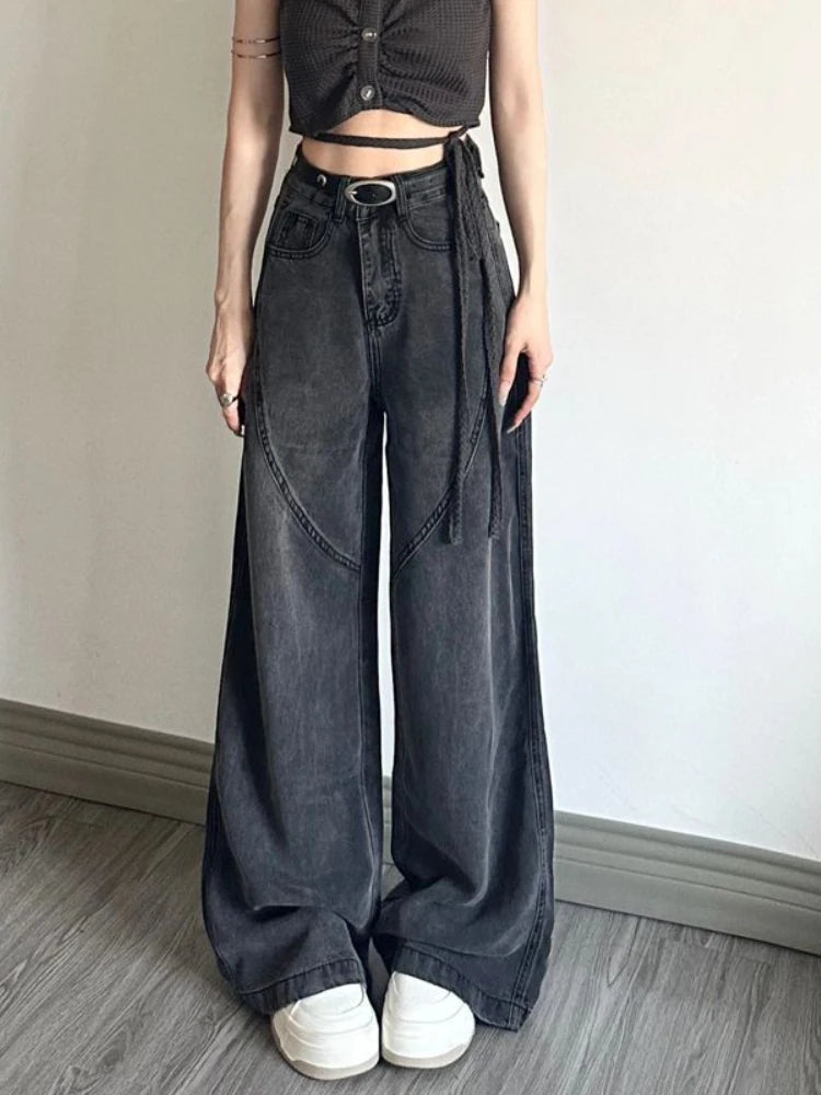 Harajuku Black Baggy Japanese Y2k Grunge Distressed Oversize Kpop Korean Style Pant