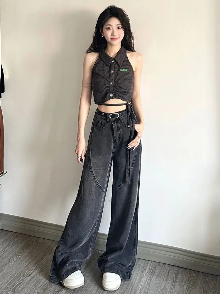Harajuku Black Baggy Japanese Y2k Grunge Distressed Oversize Kpop Korean Style Pant