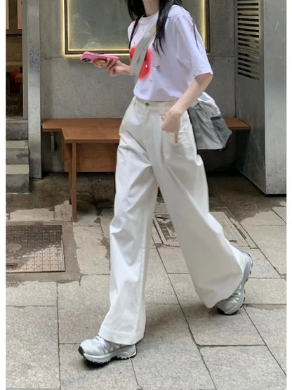 Harajuku White Cargo Korean Oversize Wide Leg Baggy Pant