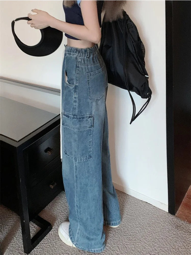 Harajuku Y2k Drawstring Baggy Cargo Pockets Wide Leg Pant