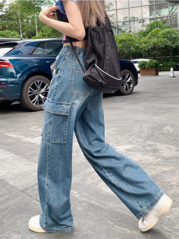 Harajuku Y2k Drawstring Baggy Cargo Pockets Wide Leg Pant