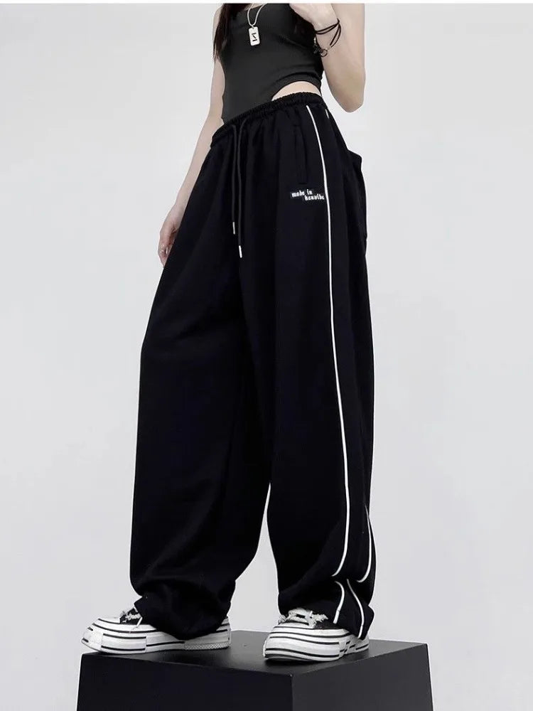 Black Baggy Jogging Sweatpants Y2k Cyber Punk Oversize Pant